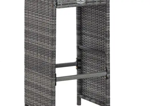 Set mobilier bar de grădină cu perne, 7 piese, gri, poliratan - 5/5