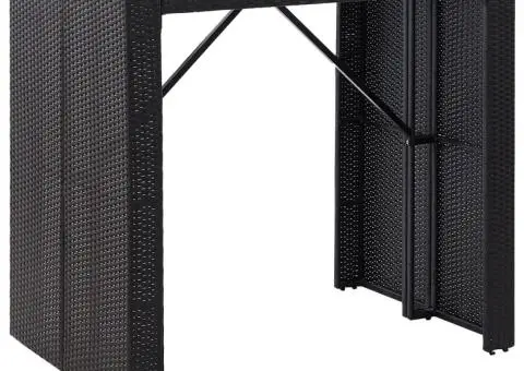 Set de bar de exterior, 5 piese, negru, poliratan și sticlă - 4/5