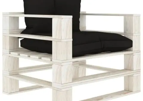 Canapea de grădină din paleți, perne negre, lemn - 1/5