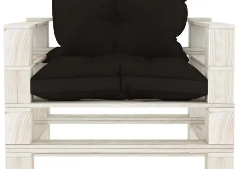 Canapea de grădină din paleți, perne negre, lemn - 2/5