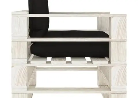 Canapea de grădină din paleți, perne negre, lemn - 3/5