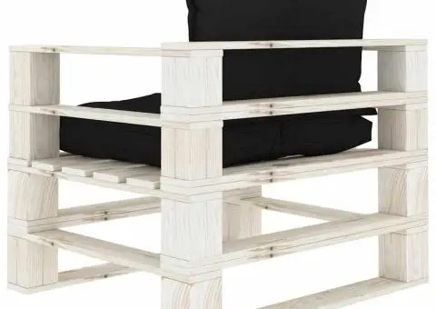 Canapea de grădină din paleți, perne negre, lemn - 4/5