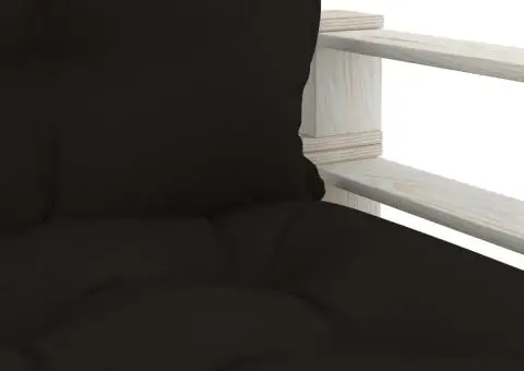 Canapea de grădină din paleți, perne negre, lemn - 5/5