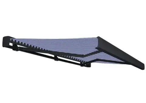 Copertină motorizată tip casetă, albastru și alb, 350 x 250 cm - 3/5