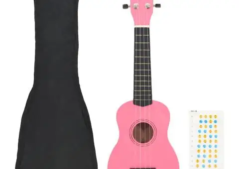 Set ukulele soprano, cu husă, pentru copii, roz, 21" - 1/5