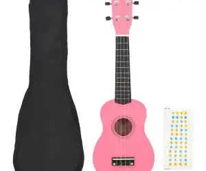 vidaXL Set ukulele soprano, cu husă, pentru copii, roz, 21"