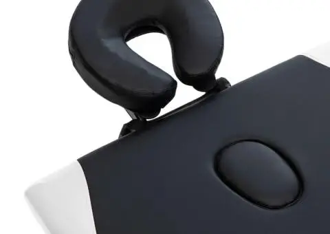 Masă pliabilă de masaj, 2 zone, negru și alb, lemn - 5/5