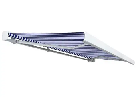 Copertină motorizată tip casetă, albastru și alb, 500 x 300 cm - 3/5