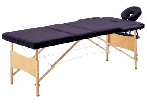 Masă de masaj pliabilă, 3 zone, violet, lemn - 1/5
