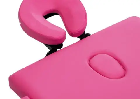 Masă de masaj pliabilă, 2 zone, roz, aluminiu - 4/5