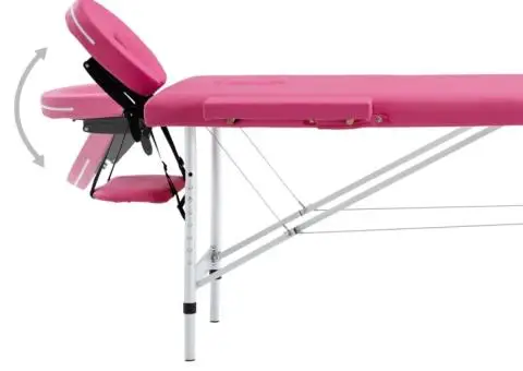 Masă de masaj pliabilă, 2 zone, roz, aluminiu - 5/5