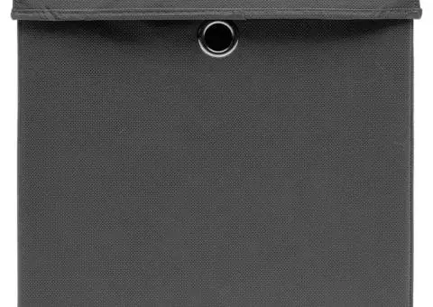 Cutii depozitare cu capace, 10 buc., gri, 32x32x32 cm, textil - 4/5