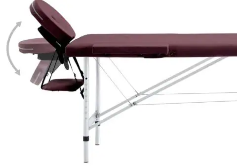 Masă de masaj pliabilă, 2 zone, violet vin, aluminiu - 5/5