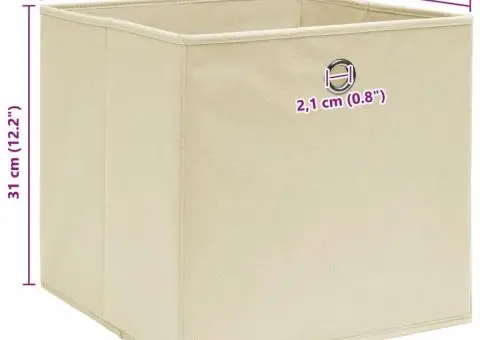Cutii de depozitare, 4 buc., crem, 32x32x32 cm, textil - 5/5