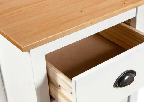 Servantă Hill, alb, 46x35x80 cm, lemn masiv de pin - 5/5