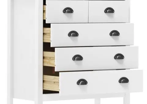 Servantă Hill, alb, 79x40x80 cm, lemn masiv de pin - 3/5