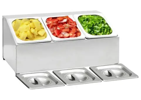 Recipient Gastronorm cu 3 secțiuni GN 1/6 oțel inoxidabil - 1/5
