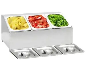 vidaXL Recipient Gastronorm cu 3 secțiuni GN 1/6 oțel inoxidabil