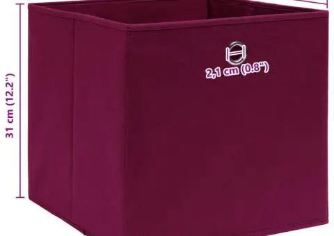 Cutii depozitare, 10 buc., roșu închis, 32x32x32 cm, textil - 5/5