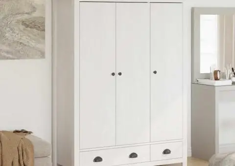 Șifonier cu 3 uși Hill, alb, 127x50x170 cm, lemn masiv de pin - 2/5