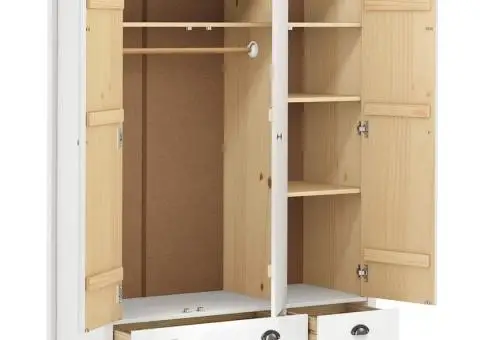 Șifonier cu 3 uși Hill, alb, 127x50x170 cm, lemn masiv de pin - 3/5