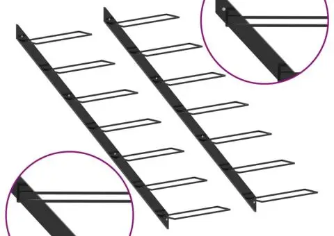 Suporturi sticle de vin de perete 14 sticle 2 buc. negru metal - 4/5