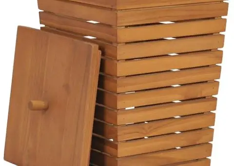 Coș de rufe, 30 x 30 x 45 cm, lemn masiv de tec - 3/5