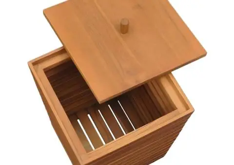 Coș de rufe, 30 x 30 x 45 cm, lemn masiv de tec - 4/5