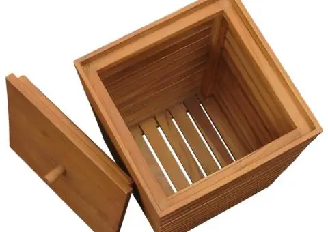 Coș de rufe, 30 x 30 x 45 cm, lemn masiv de tec - 5/5