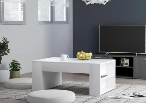 Măsuță de cafea, alb, 100 x 60 x 42 cm, lemn prelucrat - 1/5