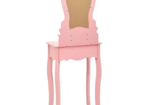 Set masă de toaletă cu taburet roz 50x59x136 cm lemn paulownia - 5/5