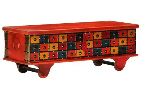 Ladă de depozitare, roșu, 110x40x40 cm, lemn masiv de acacia - 1/5