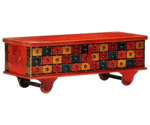 vidaXL Ladă de depozitare, roșu, 110x40x40 cm, lemn masiv de acacia