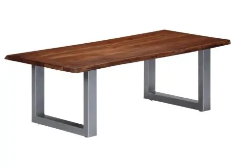 Măsuță cafea, muchii naturale, 115x60x40 cm, lemn masiv acacia - 1/5