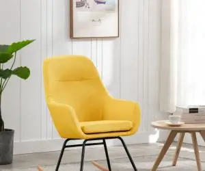 vidaXL Scaun balansoar, galben muștar, material textil