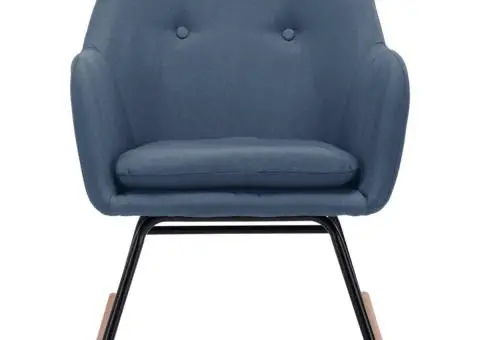 Scaun balansoar, albastru, material textil - 3/5