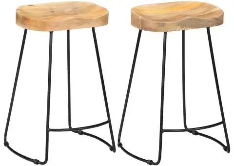 Scaune de bar Gavin, 2 buc., lemn masiv de mango - 1/5