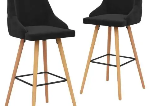 Scaune de bar, 2 buc., negru, catifea - 1/5