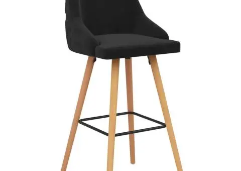 Scaune de bar, 2 buc., negru, catifea - 2/5