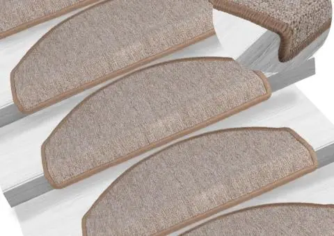Covorașe pentru trepte scară, 15 buc., maro deschis, 65x24x4 cm - 1/5