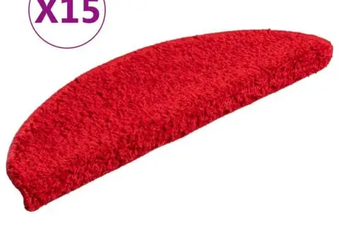 Covorașe pentru trepte scară, 15 buc., roșu, 56x17x3 cm - 2/5