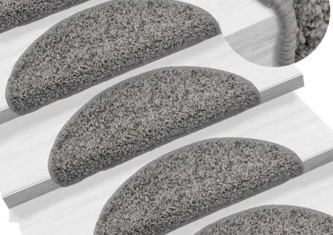 Covorașe pentru trepte scară, 15 buc., gri, 56x17x3 cm - 1/5