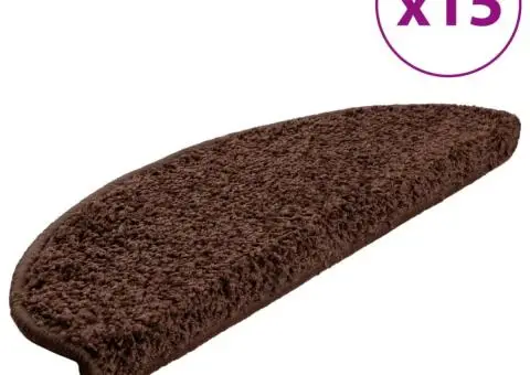 Covorașe pentru trepte scară, 15 buc., maro, 65 x 21 x 4 cm - 2/5