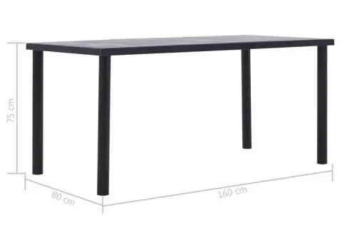 Masă de bucătărie, negru & gri beton, 160 x 80 x 75 cm, MDF - 5/5