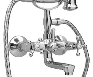 vidaXL Baterie cadă cu 2 robinete + Deviator duș de mână Chrome Retro