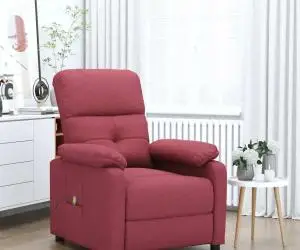 vidaXL Fotoliu de masaj, roșu vin, material textil