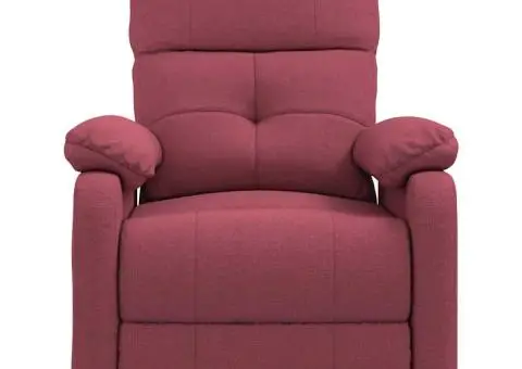 Fotoliu de masaj, roșu vin, material textil - 3/5