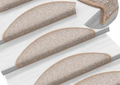 Covorașe pentru trepte scară, 15 buc., maro deschis, 56x17x3 cm - 1/5