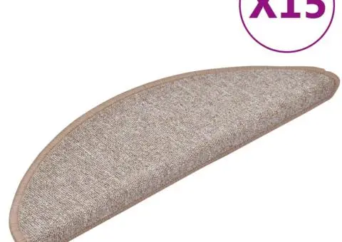 Covorașe pentru trepte scară, 15 buc., maro deschis, 56x17x3 cm - 2/5