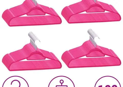 Set de umerașe anti-alunecare, 100 buc., roz, catifea - 1/5